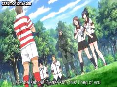 Busty, youthful Manga gals get gang banged by the soccer team